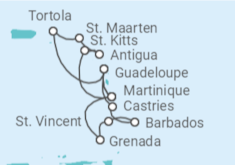 Reiseroute der Kreuzfahrt  Guadeloupe, Britische Jungferninseln, Sint Maarten, Antigua Und Barbuda, Martiniq... Alles Inklusive - MSC Cruises