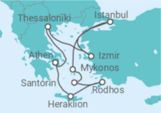 Reiseroute der Kreuzfahrt  Griechenland, Türkei - NCL Norwegian Cruise Line