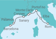 Reiseroute der Kreuzfahrt  Von Civitavecchia (Rom) nach Barcelona - WindStar Cruises