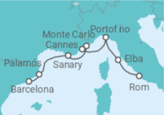 Reiseroute der Kreuzfahrt  Von Barcelona nach Civitavecchia (Rom) - WindStar Cruises