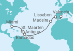 Reiseroute der Kreuzfahrt  Sint Maarten, Antigua Und Barbuda, Barbados, Portugal - MSC Cruises