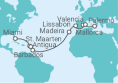 Reiseroute der Kreuzfahrt  Sint Maarten, Antigua Und Barbuda, Barbados, Portugal, Spanien - MSC Cruises