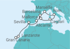 Reiseroute der Kreuzfahrt  Von Gran Canaria nach Mallorca 2 - AIDA