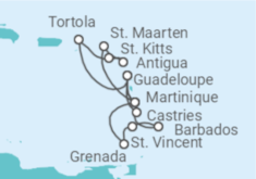 Reiseroute der Kreuzfahrt  15 Tage Ostkaribik mit Flug - MSC Cruises