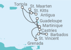 Reiseroute der Kreuzfahrt  15 Tage Ostkaribik mit Flug Alles Inklusive - MSC Cruises