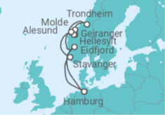 Reiseroute der Kreuzfahrt  Norwegen - AIDA