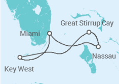 Reiseroute der Kreuzfahrt  USA, Bahamas - NCL Norwegian Cruise Line