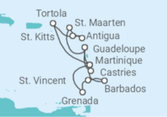 Reiseroute der Kreuzfahrt  15 Tage Ostkaribik mit Flug - MSC Cruises