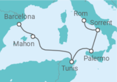 Reiseroute der Kreuzfahrt  Italien, Spanien - Explora Journeys