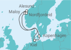 Reiseroute der Kreuzfahrt  Norwegen ab Kiel - AIDA