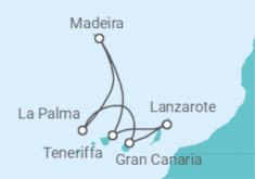 Reiseroute der Kreuzfahrt   7 Nächte - Kanaren mit Madeira - ab/bis Santa Cruz
- Mein Schiff