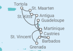 Reiseroute der Kreuzfahrt  Guadeloupe, St. Lucia, Barbados, Martinique, Britische Jungferninseln, Sint Maart... Alles Inklusive - MSC Cruises
