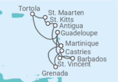 Reiseroute der Kreuzfahrt  15 Tage Ostkaribik mit Flug Alles Inklusive - MSC Cruises