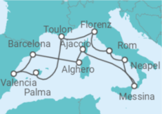 Reiseroute der Kreuzfahrt  Italien, Frankreich, Spanien - Cunard