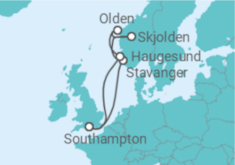 Reiseroute der Kreuzfahrt  Norwegen - Cunard