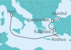 Reiseroute der Kreuzfahrt  Griechenland, Türkei - Cunard