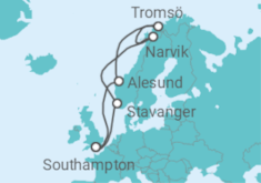 Reiseroute der Kreuzfahrt  Norwegen - Cunard