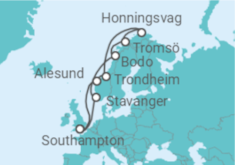 Reiseroute der Kreuzfahrt  Norwegen - Cunard