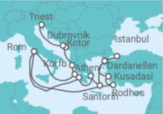 Reiseroute der Kreuzfahrt  Von Civitavecchia (Rom) nach Triest (Italien) - Cunard