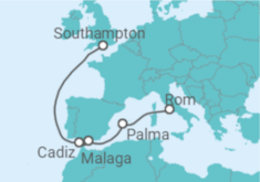 Reiseroute der Kreuzfahrt  Spanien - Cunard