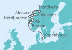 Reiseroute der Kreuzfahrt  Norwegen - Silversea