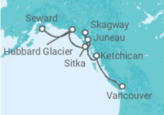 Reiseroute der Kreuzfahrt  Alaska - Silversea
