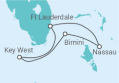 Reiseroute der Kreuzfahrt  USA, Bahamas - Celebrity Cruises