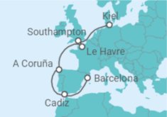 Reiseroute der Kreuzfahrt  Spanien, Frankreich, Vereinigtes Königreich Alles Inklusive - MSC Cruises