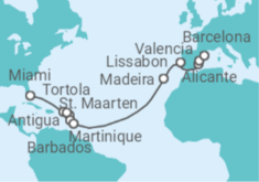 Reiseroute der Kreuzfahrt  Von Miami nach Barcelona Alles Inklusive - MSC Cruises