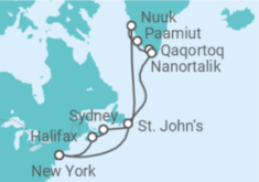 Reiseroute der Kreuzfahrt  Greenland & Canada - Princess Cruises