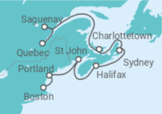 Reiseroute der Kreuzfahrt  Classic Canada & New England - Princess Cruises