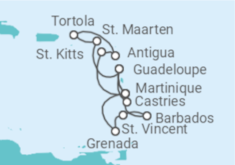 Reiseroute der Kreuzfahrt  15 Tage Ostkaribik mit Flug Alles Inklusive - MSC Cruises