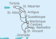 Reiseroute der Kreuzfahrt  15 Tage Ostkaribik mit Flug - MSC Cruises