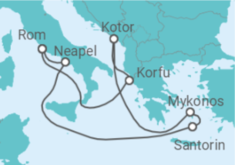 Reiseroute der Kreuzfahrt  Inaugural Italy & Greece - Princess Cruises
