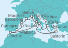 Reiseroute der Kreuzfahrt  Inaugural Best of the Mediterranean - Princess Cruises