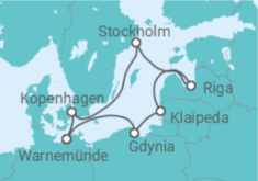 Reiseroute der Kreuzfahrt  Polen, Litauen, Lettland, Schweden, Dänemark - MSC Cruises