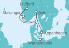 Reiseroute der Kreuzfahrt  Norwegen, Dänemark - MSC Cruises