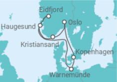 Reiseroute der Kreuzfahrt  Norwegen, Dänemark - MSC Cruises