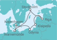 Reiseroute der Kreuzfahrt  Deutschland, Polen, Litauen, Lettland, Schweden - MSC Cruises