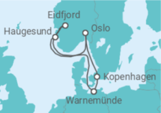 Reiseroute der Kreuzfahrt  Norwegen, Dänemark - MSC Cruises