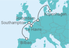 Reiseroute der Kreuzfahrt  Vereinigtes Königreich, Frankreich, Niederlande - MSC Cruises