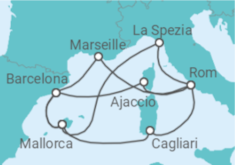 Reiseroute der Kreuzfahrt  Große Mittelmeer-Reise ab Mallorca 1 - AIDA