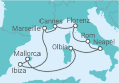 Reiseroute der Kreuzfahrt  Mediterrane Highlights - AIDA