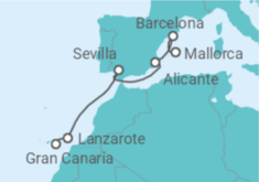 Reiseroute der Kreuzfahrt  Von Gran Canaria nach Mallorca - AIDA