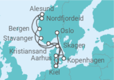 Reiseroute der Kreuzfahrt  Große Skandinavien-Reise ab Kiel - AIDA