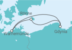 Reiseroute der Kreuzfahrt  Kurzreise nach Danzig & Bornholm - AIDA