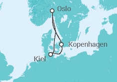 Reiseroute der Kreuzfahrt  Kurzreise nach Oslo & Kopenhagen ab Kiel - AIDA