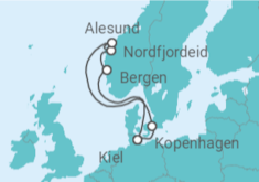 Reiseroute der Kreuzfahrt  Norwegen ab Kiel - AIDA