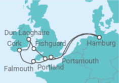 Reiseroute der Kreuzfahrt  Großbritannien & Irland ab Hamburg - AIDA