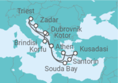 Reiseroute der Kreuzfahrt  Adria & Griechenland ab Korfu 1 - AIDA